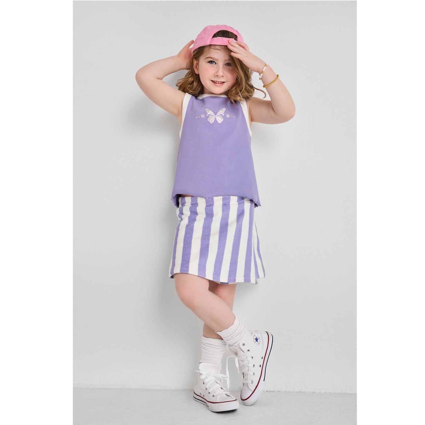 Purple Striped Terry Skort