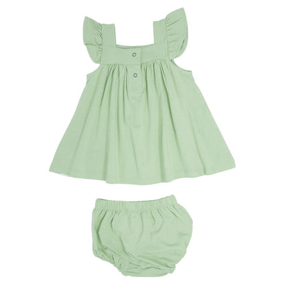 Sage Bamboo Ruffle Dress + Bloomer