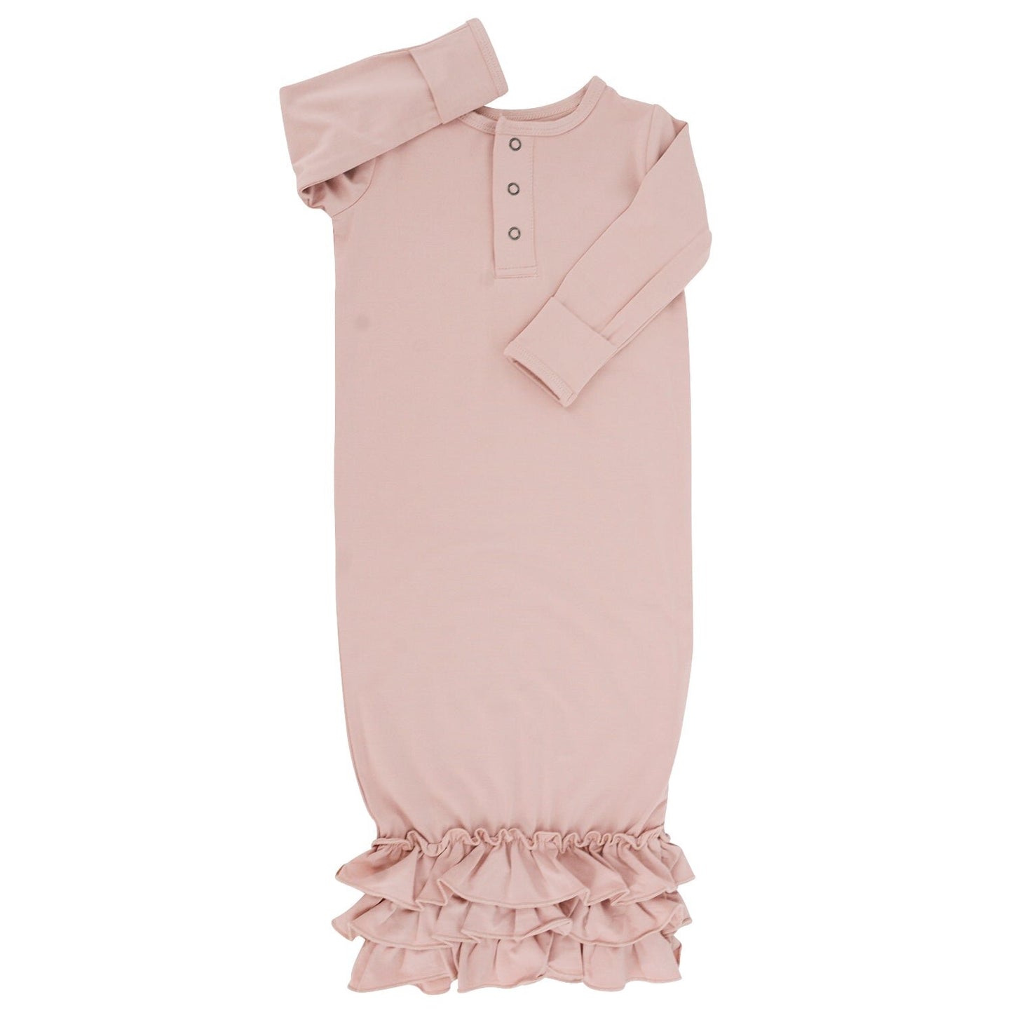 Dusty Pink Ruffle Receiving Gown