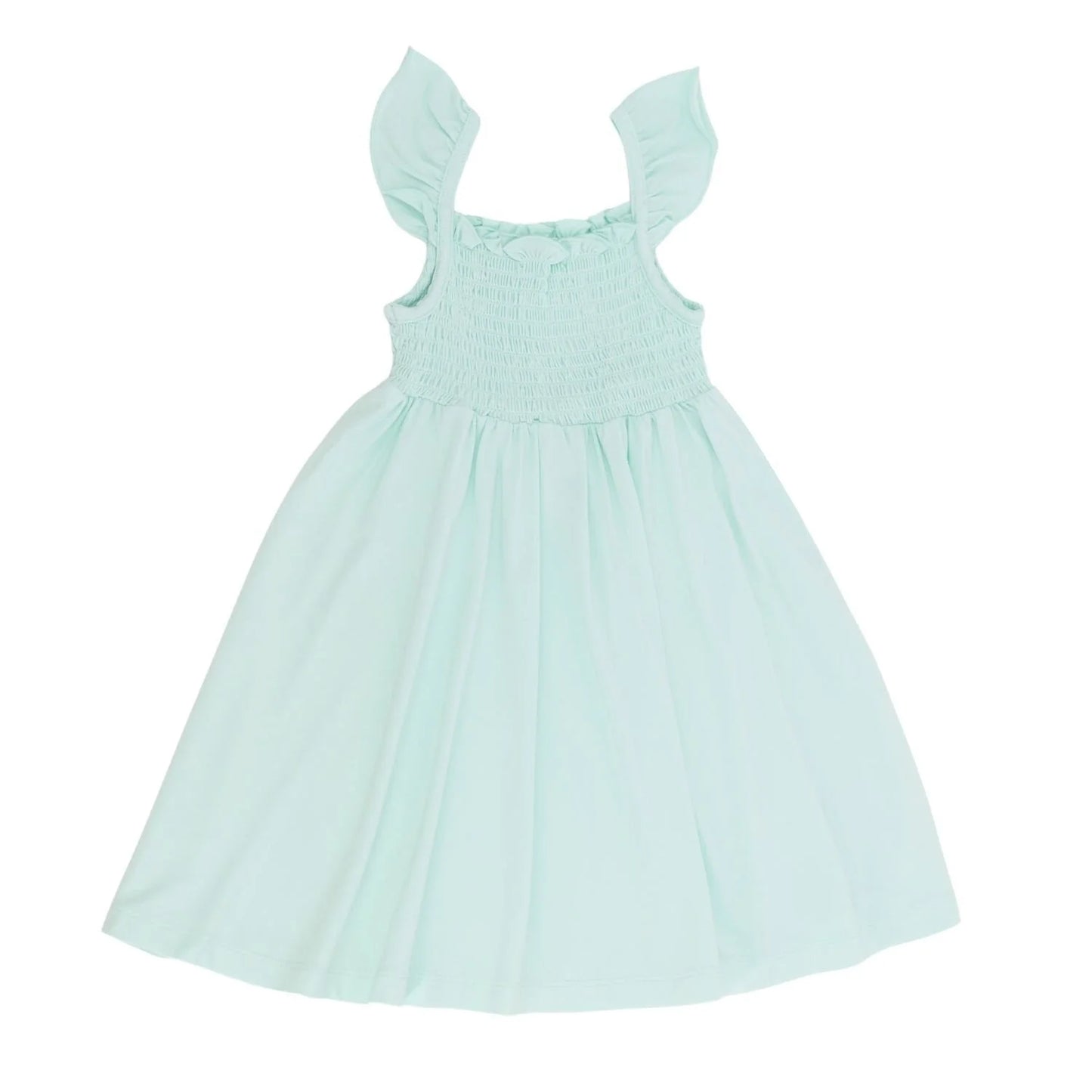 Fair Aqua Bamboo Smocked Flutter Dress