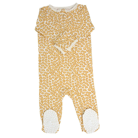 Yellow Leopard Zipper Footie