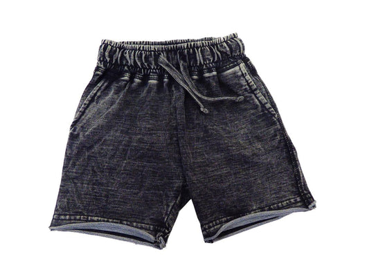 Black Distressed Knit Shorts