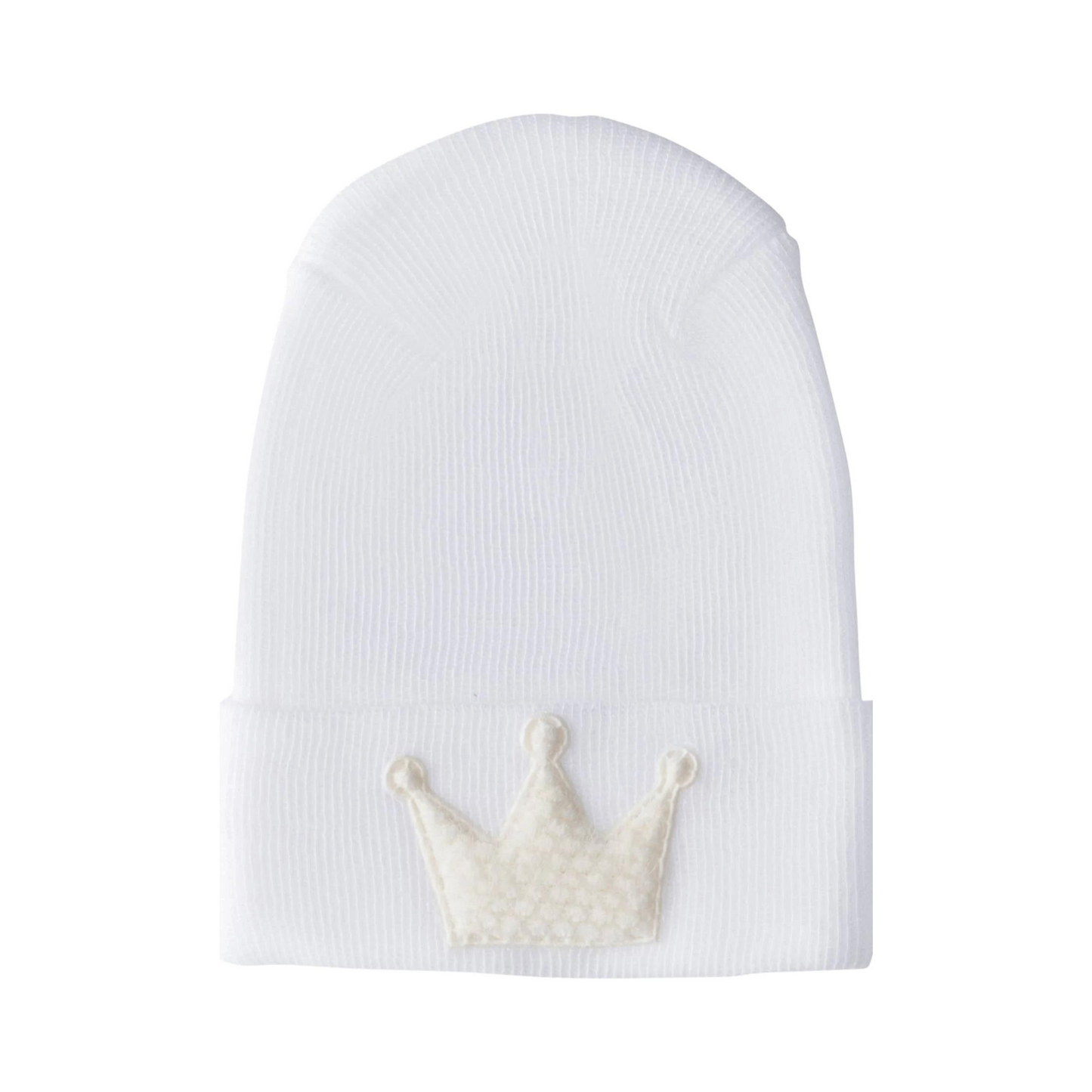 Fuzzy Ivory Crown Baby Hospital Hat