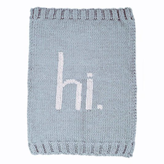 Hi Hand Knit Blanket in Surf Blue
