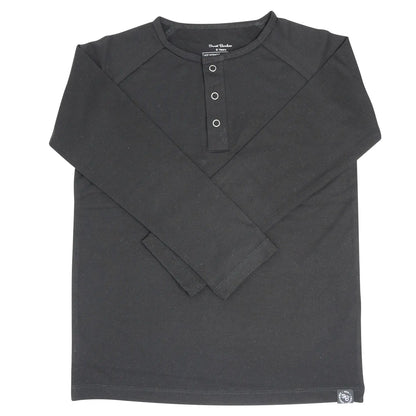 Blazing Black Bamboo Henley Long Sleeve