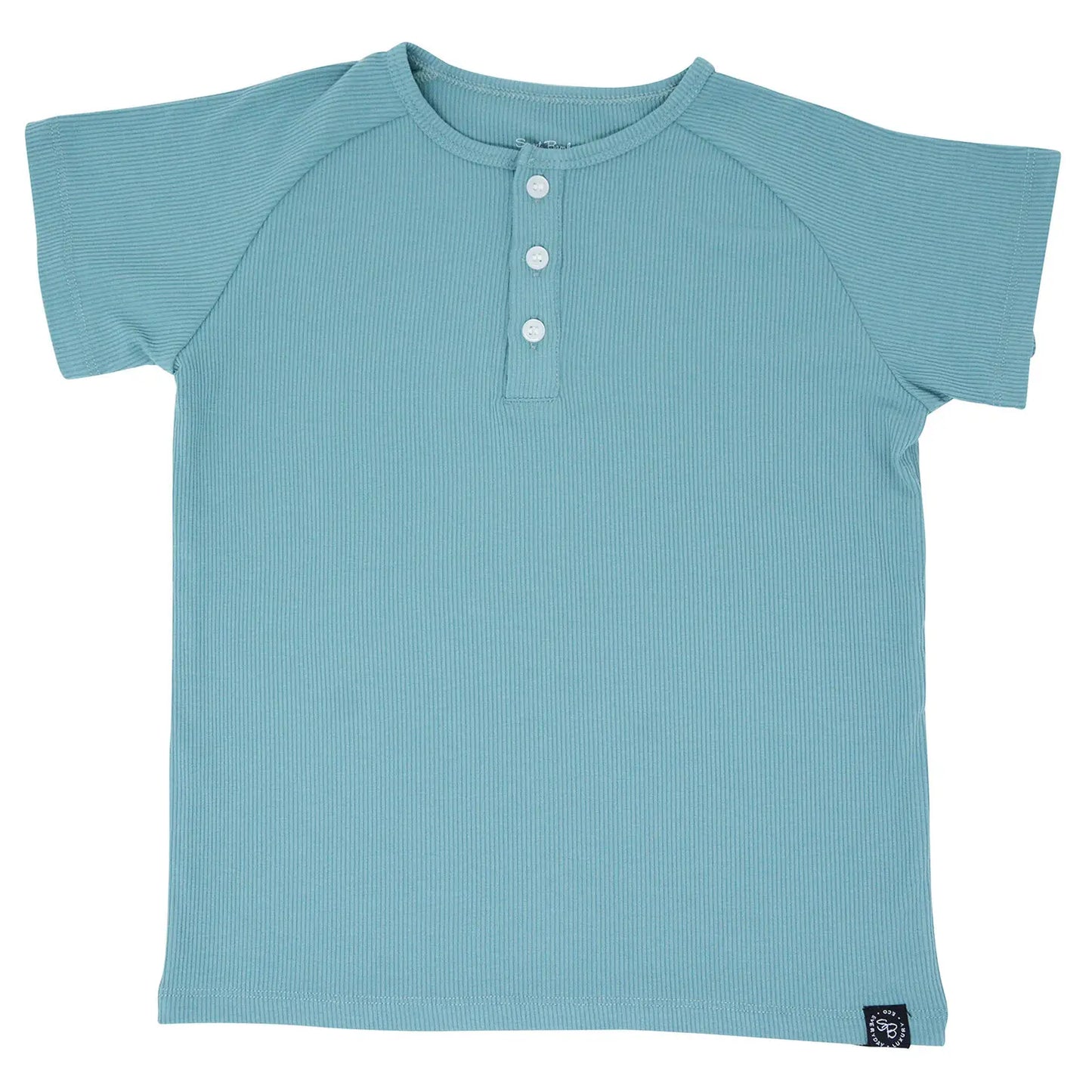 Teal Ribbed Henley Tee