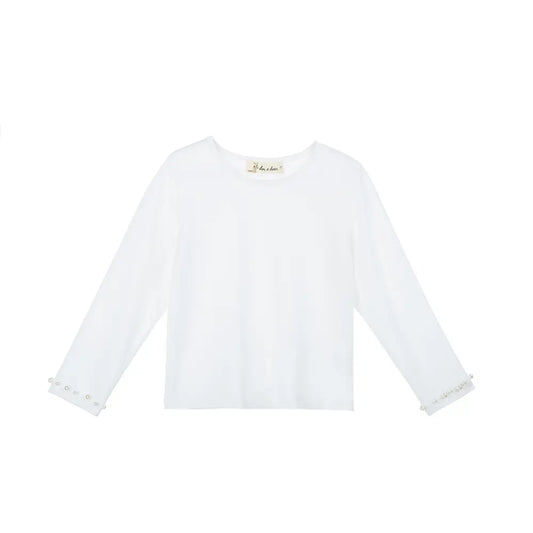 White Pearl Trim Long Sleeve