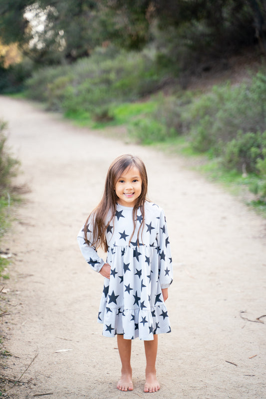 Black Stars Three Tier Dress
