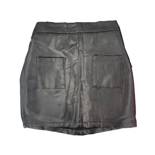 Black Faux Leather Pocket Mini Skirt