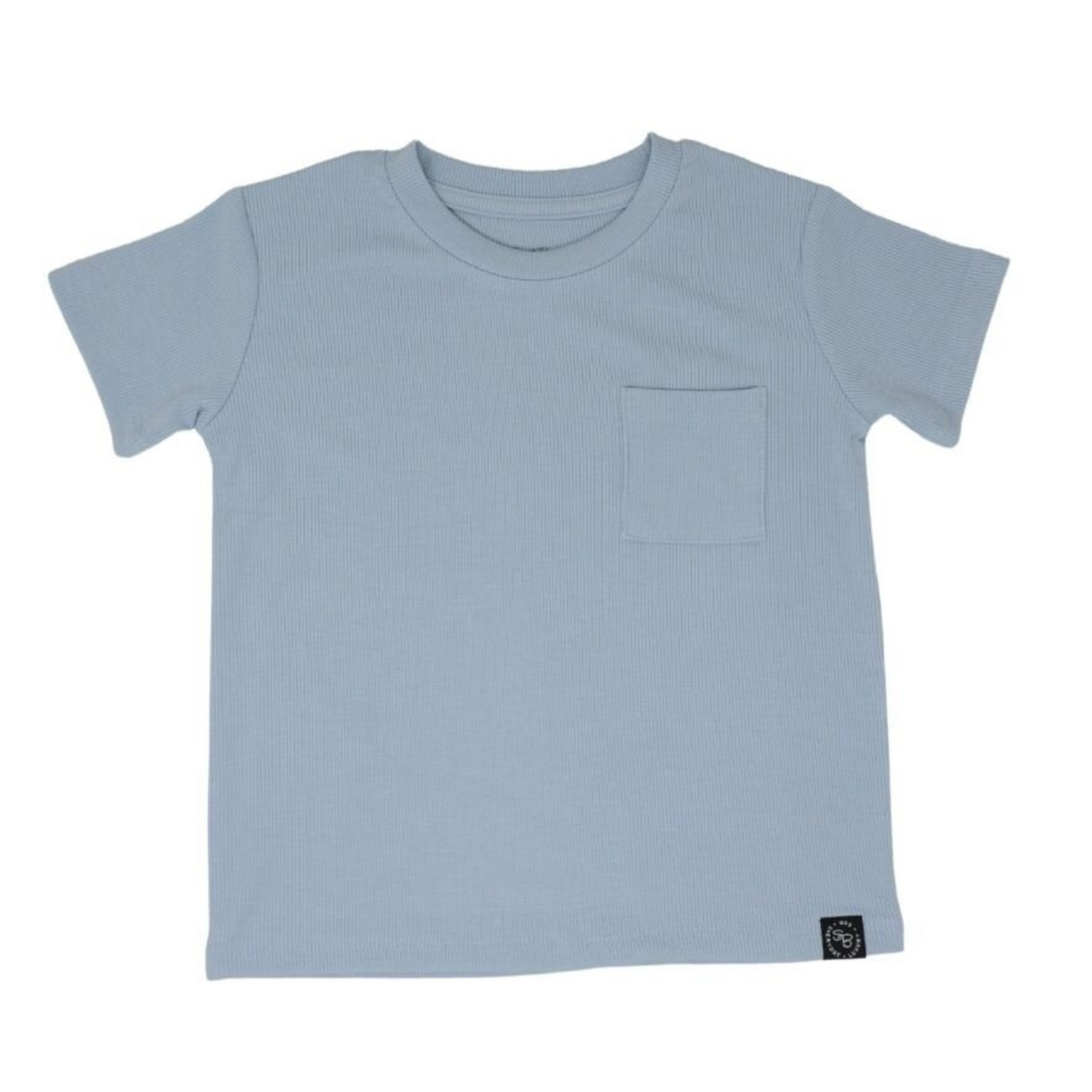 Dusty Blue Ribbed Crew Neck Tee