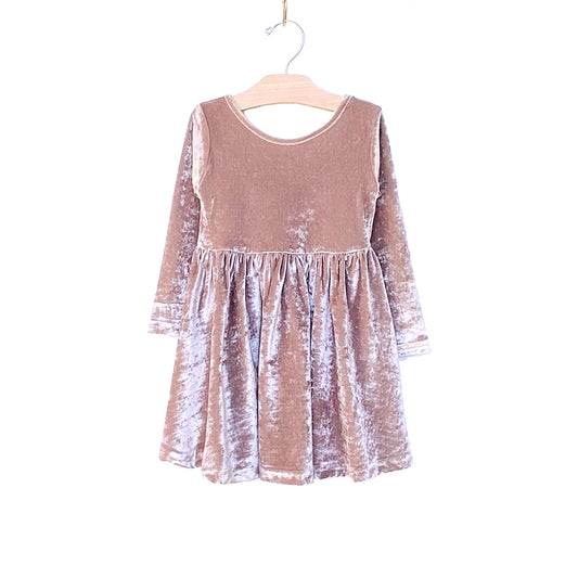 Dusty Rose Velour Twirl Dress