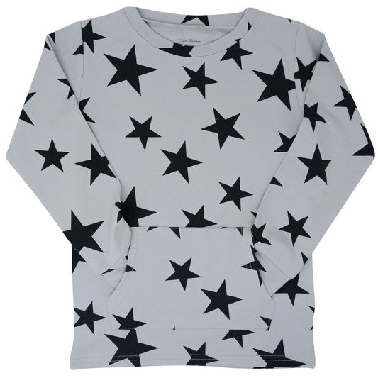 Black Stars Boat Neck Pullover