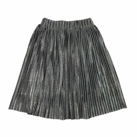 Metallic Pleated Midi Skirt