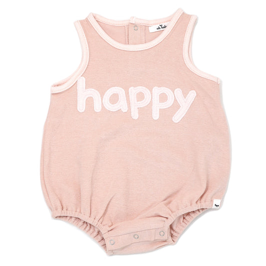 Peach Happy Appliquéd Terry Bubble