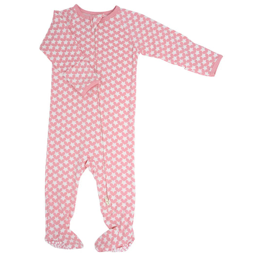 The the cutest and most comfortable foot pajama for baby!  Safe for sensitive skin. Tagless label for total comfort.  Machine washable and dryable!  95% Viscose from Bamboo 5% Spandex.