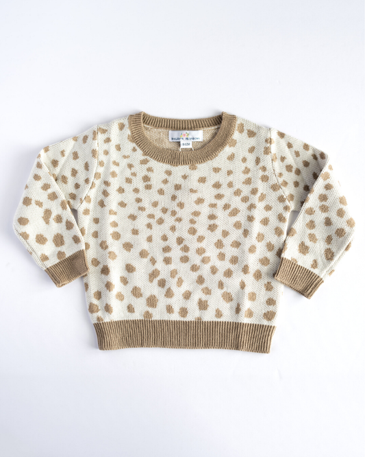 Teddy Taupe Dots Sweater